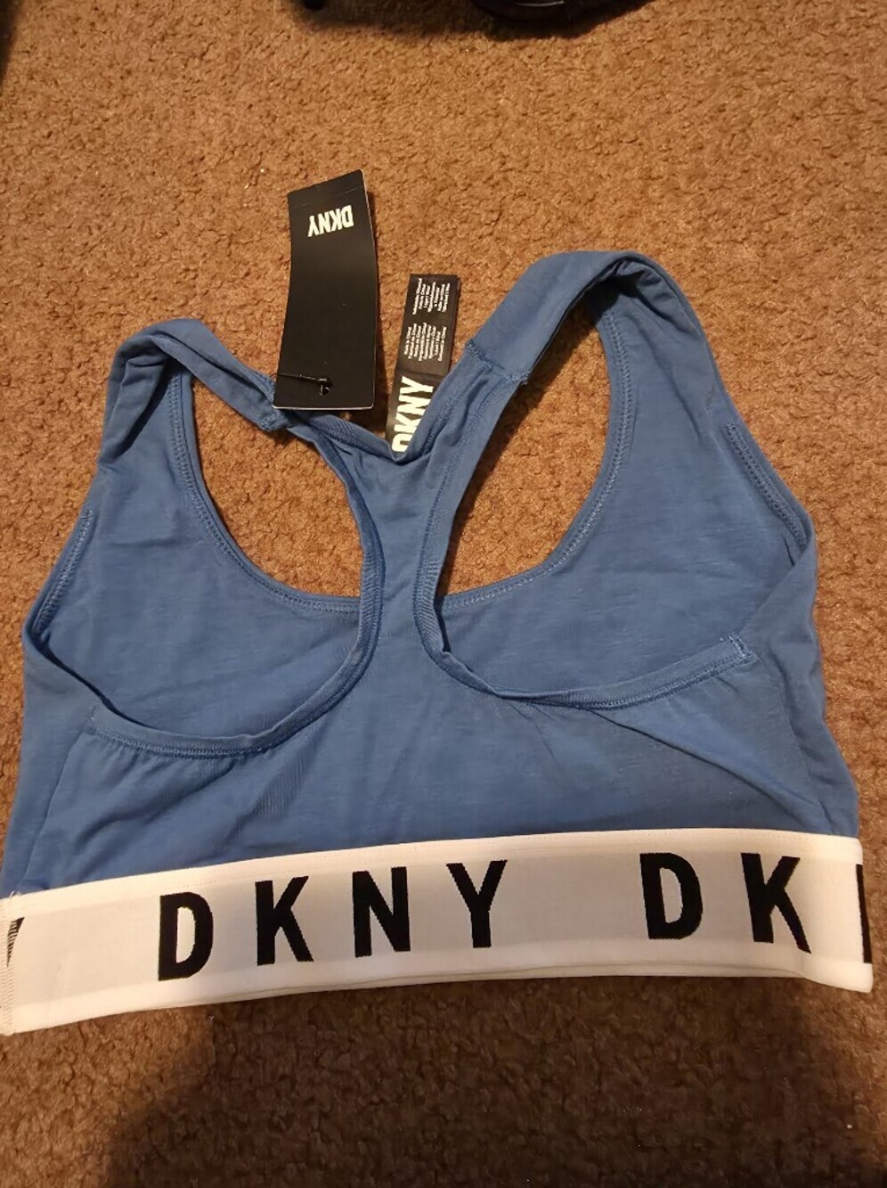 NWT-DKNY  Blue Sports Bra with Logo Band - Picture 7 of 16